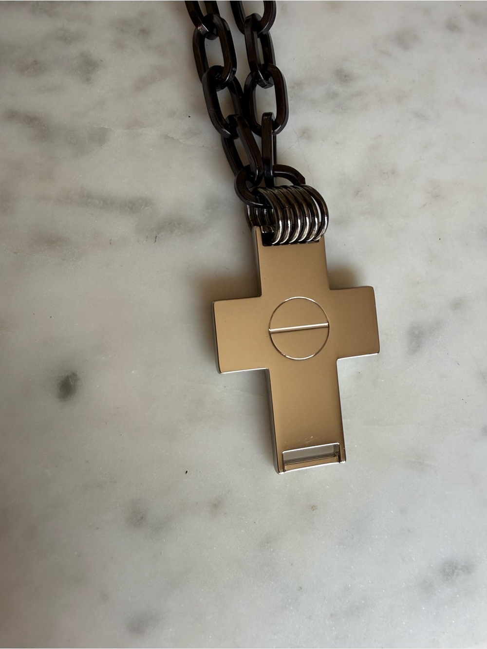 OOAK Upcycled Black Chain Necklace with Silver Cross Pendant